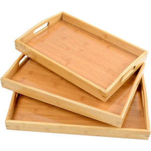Bamboo Serving <b>Trays</b> 12x16 Inch Rectangular Restaurant Grade Multi Purpose <b>Tray</b> For <b>Tea</b> Coffee Fruit Service - Product Image 5