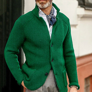 Pull en tricot de couleur unie à manches longues décontracté pour hommes européens et américains vêtements d'extérieur de couleur unie - Product Image 5