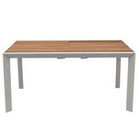 Table d'extérieur en aluminium extensible ensemble de table à manger extensible dessus de table en bois