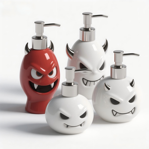 Distributeur <span class=keywords><strong>de</strong></span> liquide chasseur <span class=keywords><strong>de</strong></span> démons gothique - Céramique peinte à la main en 3D pour huile/savon, vaisselle sur le thème sombre personnalisée et décoration <span class=keywords><strong>de</strong></span> bar fonctionnelle - Product Image 1
