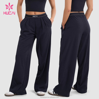 Pantalon décontracté ample et respirant à séchage rapide pour femme, coupe sportive, taille élastique, jambes larges plissées