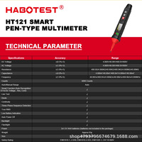 Habotest HT122/HT121 pena cerdas Digital, Multimeter presisi tinggi antibakar sepenuhnya identifikasi otomatis