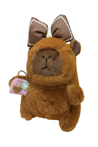 Jolie poupée singe en peluche avec nœud et sac, 11-30cm, pour enfants de 2 à 4 ans, jouet animal en peluche doux unisexe - Product Image 1