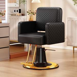 Sillón de Barbería Exclusivo de Alta Gama para Salón de Belleza con Asiento de Cuero, Bomba Hidráulica, Rotación de 360 Grados y Altura Ajustable - Product Image 3