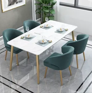 Ensembles <span class=keywords><strong>de</strong></span> table à manger en forme d'appartement <span class=keywords><strong>de</strong></span> style d'europe du nord avec 6 chaises en marbre - Product Image 1