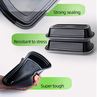 Emballages alimentaires jetables en plastique PP, contenants rectangulaires pour plats à emporter, vaisselle bento, boîte à lunch avec couvercle