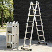 Échelle extensible multifonction légère en aluminium, échelle à 3 marches, échelle en alliage d'aluminium à 4 plis