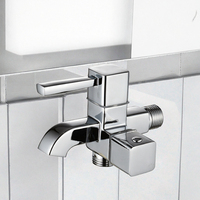 Robinet mural de salle de bain en alliage de zinc à double sortie, cartouche en laiton chromé, design carré, OEM