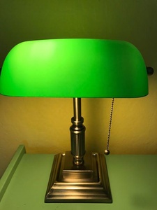 Cổ truyền thống đồng màu xanh lá cây bóng râm của ngân hàng đèn với cơ sở vuông kéo chuỗi On/Off chuyển đổi màu xanh lá cây đồng cổ - Product Image 6