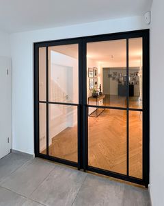 Porte de balcon en fer forgé <span class=keywords><strong>noir</strong></span> français, porte battante en acier et verre - Product Image 6