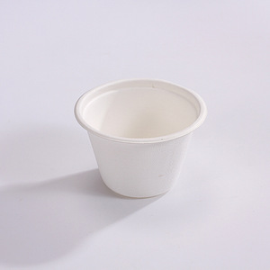 Vasos desechables biodegradables de pulpa de caña de azúcar con tapas de 50 ml, redondos, para salsa, condimentos, para fiestas. - Product Image 3