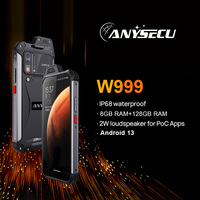 Anysecu W999, Teléfono Inteligente Resistente al Agua con Radio 4G, IP68, PoC, Android 13, 8GB+128GB, 5000mAh, GPS, Walkie Talkie, Terminal Portátil PTT