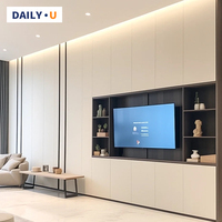 Meuble TV en bois moderne au design nordique personnalisé, console multimédia minimaliste avec étagères réglables pour salon