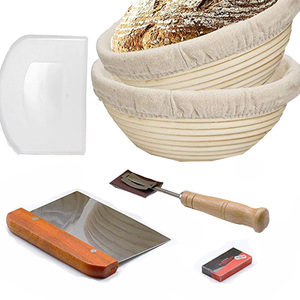 9/10 Inch Round, Plastic Scoring Bread Lame Dough Scraper Bread Proofing Baskets Set Baking/