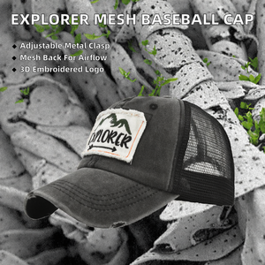 Custom Sporty 100% Cotton Mesh <b>Baseball</b> <b>Cap</b> with 3D Embroidery Curved Brim Metal Buckle Closure-Summer Sun Hat for Adults - Product Image 1