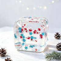 Juguete Antiestrés de Navidad, Cubo de Hielo Blandito Translúcido con Purpurina, Cubo de Maltosa de Ascenso Lento, Copo de Nieve con Lentejuelas para Aliviar el Estrés