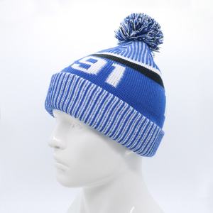 Bonnet tricoté unisexe de haute qualité avec pompon, faible MOQ, personnalisable, hiver, motif bicolore, broderie 3D, 4 saisons, pour équipes - Product Image 2