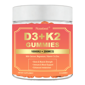 Rosebest Gummies de Vitamine <span class=keywords><strong>D3</strong></span> et K2 de Haute Qualité, Compléments Alimentaires pour la Force Osseuse et Musculaire avec <span class=keywords><strong>Calcium</strong></span>, Magnésium et Zinc - Product Image 1