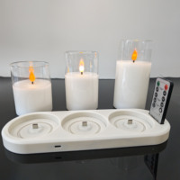 Bougies LED sans flamme personnalisées en gros, à mèches mobiles, sans fil, rechargeables par USB, pour la nuit