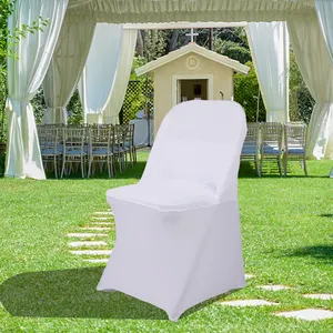 2024 Wholesale White Chair Cover Folding Spandex Party Folding Chair Cover For Wedding Rental