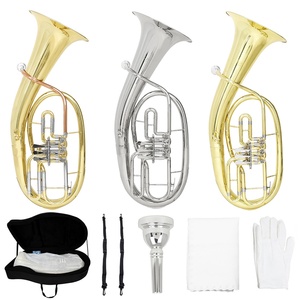 Llave plana de tres teclas <span class=keywords><strong>Tenor</strong></span> Bugle chapado en oro niquelado fósforo bronce B-Flat para comercio exterior para trompeta de tuba de banda de latón - Product Image 2