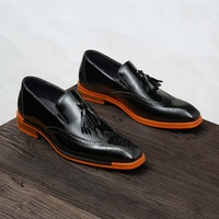 Chaussures habillées en cuir véritable LeFou pour homme, style automne, à enfiler, avec semelle en caoutchouc, nouvelle collection 2025, à franges et patchwork, rehaussantes