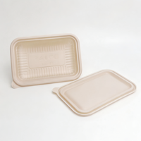 Boîte à hamburger personnalisée en amidon de maïs de qualité supérieure, conteneur à emporter biodégradable, anti-fuite et compatible micro-ondes avec couvercle