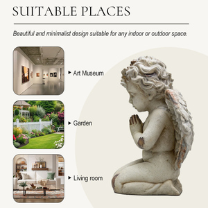 Scultura di Angioletto in Stile Vintage in MgO, Oggetto Decorativo per Casa e Giardino, Decorazione per Caminetto - Product Image 5