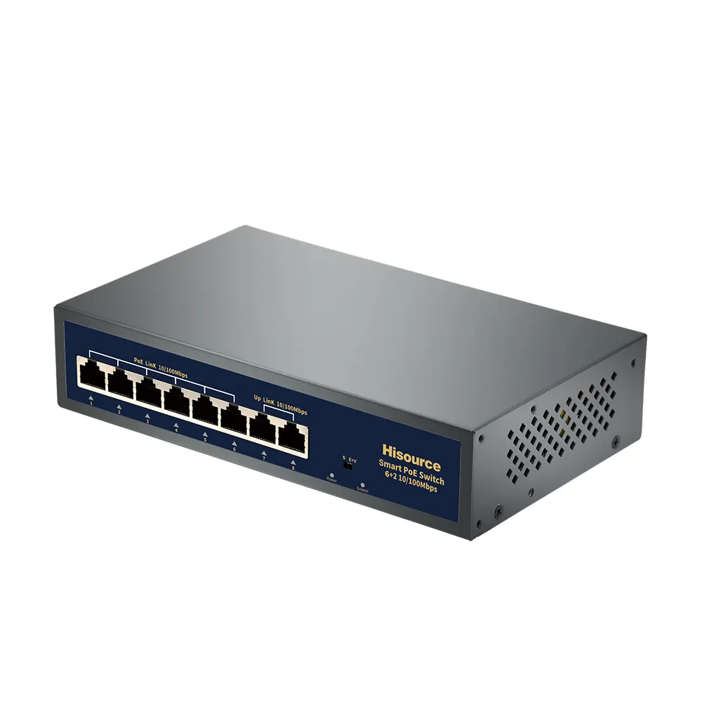 6 ports 100Mbps logo personnalisé commutateur POE commutateurs réseau Ethernet prise en charge IEEE802.3 AF/AT pour caméras IPC