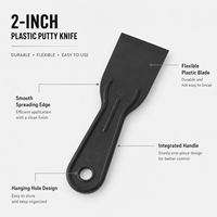 Couteau à mastic flexible en plastique de 2 pouces avec manche intégré, qualité professionnelle pour la réparation de petites surfaces murales et les travaux de cloisons sèches - Vente en gros