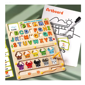 Apprentissage préscolaire Alphabet Lettres Correspondant Cartes Flash Multifonctionnel 3 en 1 Blocs En Bois Jeu D'<span class=keywords><strong>orthographe</strong></span> - Product Image 1