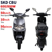Moto électrique pas chère CKD SKD 10 pouces à deux roues, 600/800W, vitesse 50 km/h, cyclomoteur électrique avec pédales pour adultes