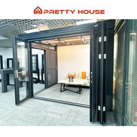 Casa residencial exterior doble vidrio plegable puerta corredera patio aluminio puertas plegables