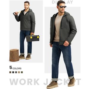 Chaqueta de Trabajo con Capucha para Hombre Rdruko, Chaqueta de Invierno Acolchada de Algodón, Poliéster y Lona, con 4 Bolsillos - Product Image 6