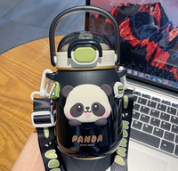 Tasse à eau pour enfants école d'été Pot à boire nouvelle saison Panda paille grande capacité Portable gros ventre tasse d'isolation thermique