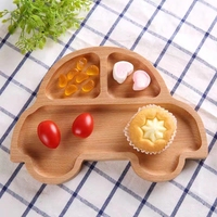 Assiette à dîner pour enfants en forme d'animal de dessin animé, avec revêtement en huile végétale naturelle, idéale pour bébé, cadeau pour tout-petit