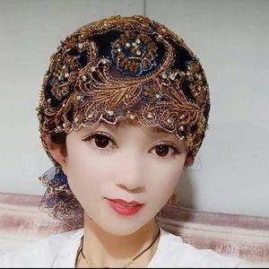 Nouveau Hijab Queue de Poisson Style <span class=keywords><strong>Marocain</strong></span> 2025 à Pompons – Casquette de Ramadan Brodée au Fil d'Or - Product Image 2