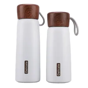 400ml/500ml flasks stainless steel flask double wall stainless steel thermos vacuum thermos with wooden grain lid