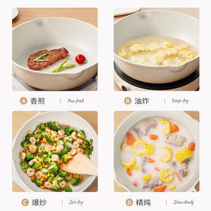 กระทะหินไมแฟนเคลือบกันติด ขนาด 28 ซม. ทรงกลม พร้อมฝาปิด สำหรับทำสเต็กและผัด ไม่ปล่อยควัน - Product Image 5