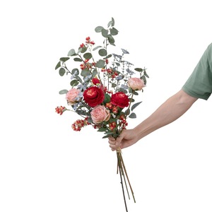 CallaFloral Ramo de Rosas Artificiales de Tela Plástica Tejida para Decoración del Hogar y Bodas CF02141 - Product Image 5