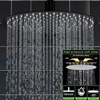 HOMEDEC Système de douche pluie 16 pouces avec double pommeau mural 6 pouces, mitigeur 5 voies, douchette à main 2 fonctions et jets latéraux