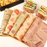 Kertas Khusus Burger Cetak Food Grade 40-60 Gsm, Kertas Anti Minyak Cetak Food Grade untuk Makanan Cepat Saji