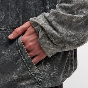 เสื้อฮู้ดดี้ผ้าฝ้ายสไตล์สตรีทแวร์แบบทำสีซีดสองชั้น ยูนิเซ็กส์ - Product Image 6