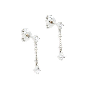 CANNER 18K Gold Plated Custom INS Tassel Chain Zircon S925 <b>Sterling</b> <b>Silver</b> <b>Stud</b> <b>Earrings</b> - Product Image 3