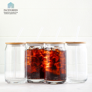 4個入りガラス製タンブラーセット、竹製蓋とガラス製ストロー付き |   再利用可能なアイスコーヒーカップ（冷たい飲み物用） - Product Image 3