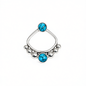 E4656 <b>Turquoise</b> <b>Ring</b> White <b>Gold</b> Geometric Bezel Setting Unisex Bohemia Style Daily Wear - Product Image 1