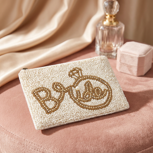 Pochette de mariée perlée avec broderie de perles, cadeau de mariage pour la fête nuptiale - Product Image 1