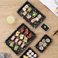 Assiettes alimentaires Plateaux à sushi Boîte à couvercle Transparent Variété japonaise de couleurs et impression de film Boîte à gâteaux Boîtes à cupcakes