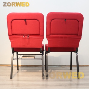 Factory New Custom Commercial Conference Furniture <strong>Cheap</strong> Metal Red Church <strong>Chair</strong> with <strong>Folding</strong> Table on the Panel for Church Used - Product Image 5
