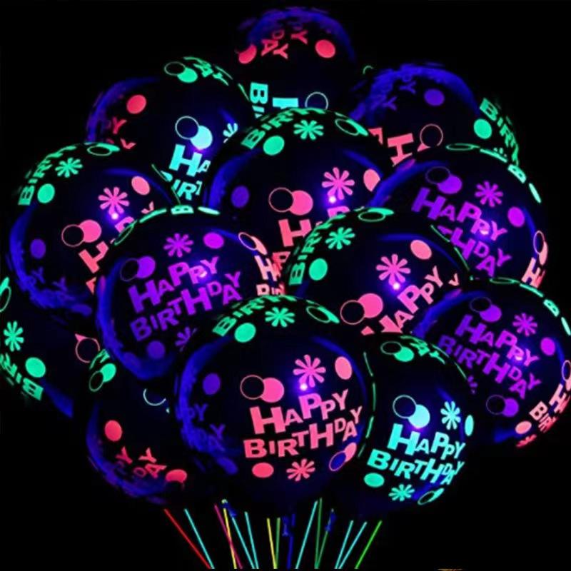 12 Inch Transparent Fluorescent Latex UV Glow Balloons Party Neon Balloon Atmospheric Balloon Arrangement